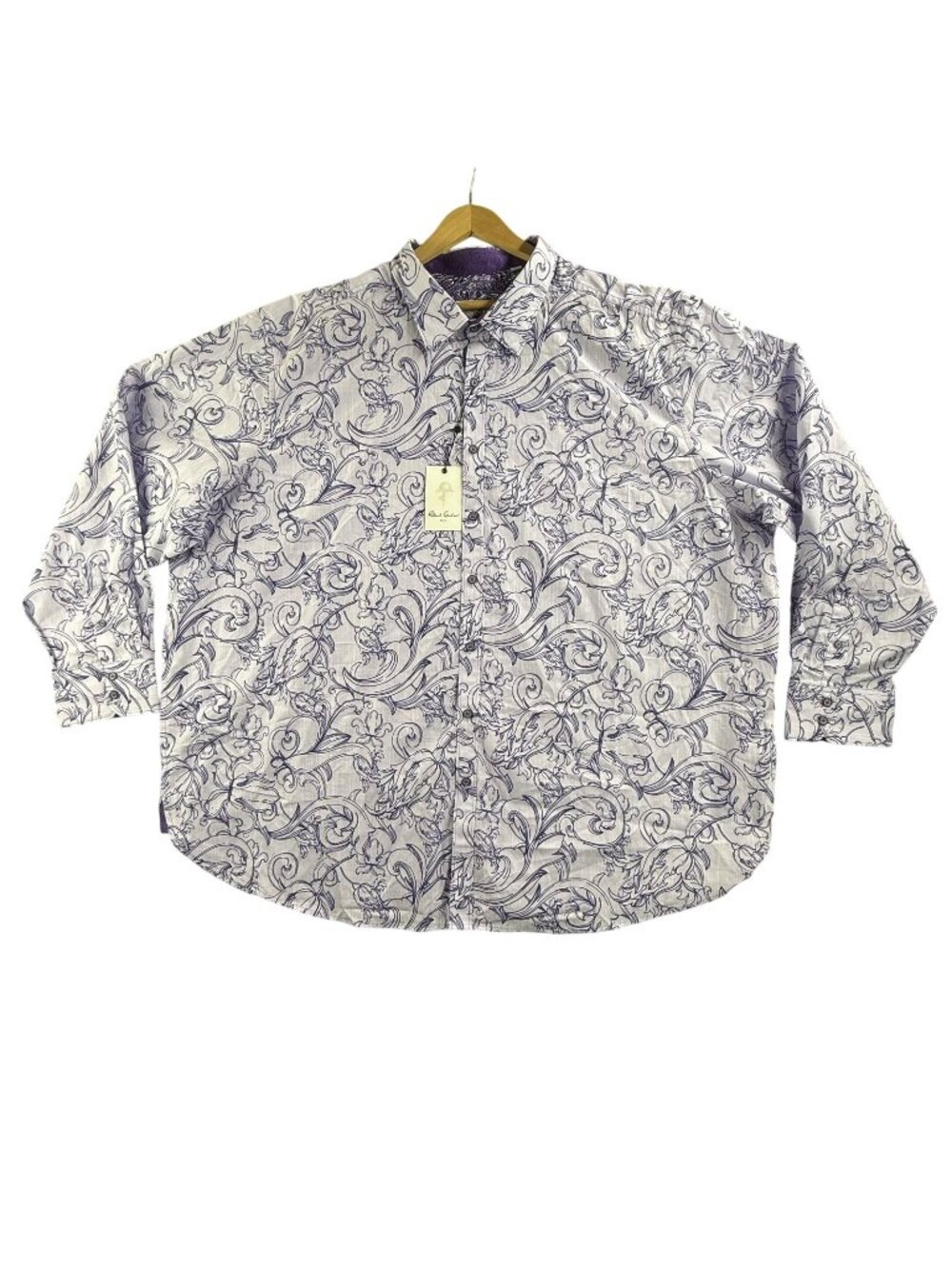 Robert Graham Shirt Men 4XL Purple Floral AOP Button Up Long Sleeve Royalton New